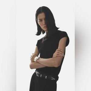 Mango DUMIN Jersey Top in Black